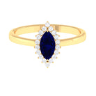 1 CT Created Blue Sapphire Marquise Ring with Diamond Halo Lab Created Blue Sapphire - ( AAAA ) - Quality - Rosec Jewels