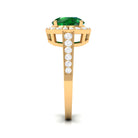 Round Shape Created Emerald Classic Halo Engagement Ring with Diamond Lab Created Emerald - ( AAAA ) - Quality - Rosec Jewels