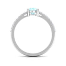 1 CT Round Solitaire Sky Blue Topaz and Diamond Ring Sky Blue Topaz - ( AAA ) - Quality - Rosec Jewels