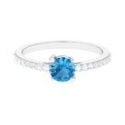 1 CT Swiss Blue Topaz Solitaire Promise Ring with Diamond Swiss Blue Topaz - ( AAA ) - Quality - Rosec Jewels