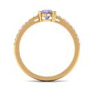 Solitaire Tanzanite Designer Promise Ring with Diamond Tanzanite - ( AAA ) - Quality - Rosec Jewels