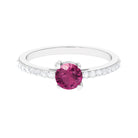 1 CT Real Pink Tourmaline Solitaire Promise Ring with Diamond Side Stones Pink Tourmaline - ( AAA ) - Quality - Rosec Jewels