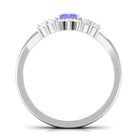 Emerald Cut Tanzanite Solitaire Ring Set with Diamond Tanzanite - ( AAA ) - Quality - Rosec Jewels