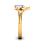 Emerald Cut Tanzanite Solitaire Ring Set with Diamond Tanzanite - ( AAA ) - Quality - Rosec Jewels