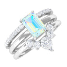 Solitaire Ethiopian Opal Trio Wedding Ring Set with Moissanite Ethiopian Opal - ( AAA ) - Quality - Rosec Jewels