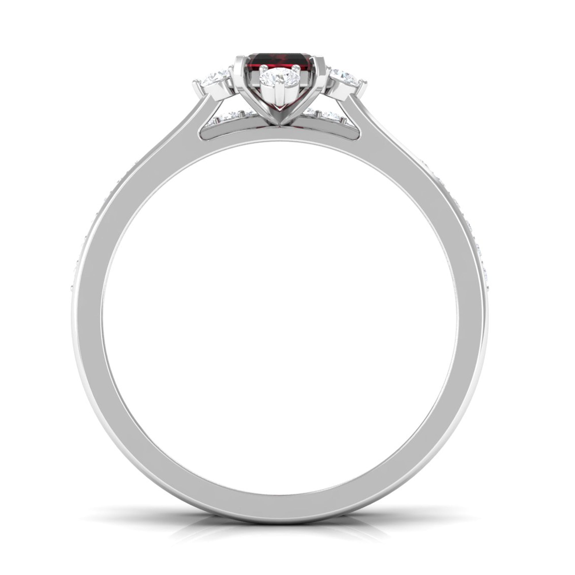 1.25 Ct Octagon Solitaire Garnet and Diamond Ring Set Garnet - ( AAA ) - Quality - Rosec Jewels