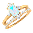 Natural Ethiopian Opal Solitaire Ring Set with Diamond Ethiopian Opal - ( AAA ) - Quality - Rosec Jewels