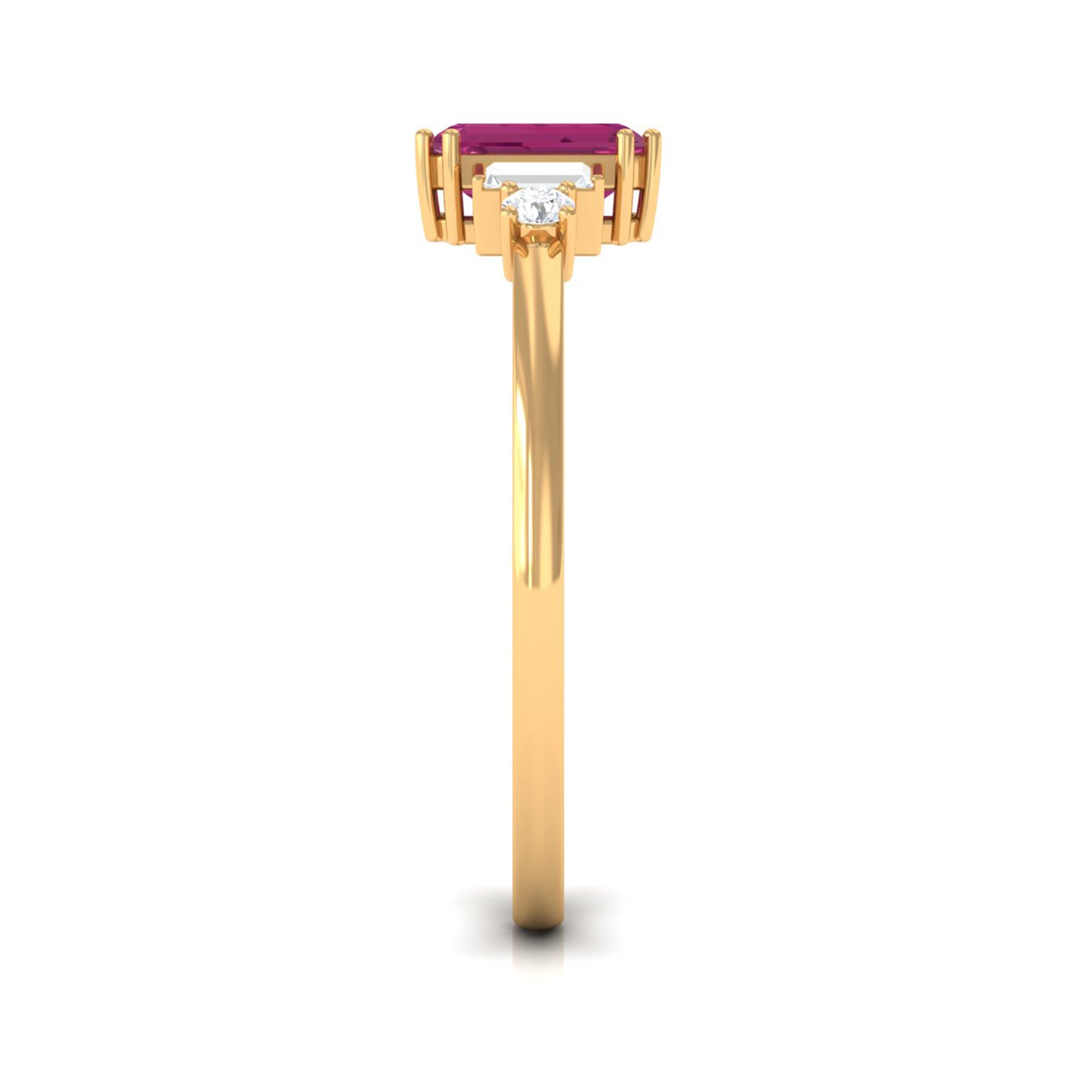 3/4 CT Minimal Pink Tourmaline Solitaire Ring with Diamond Pink Tourmaline - ( AAA ) - Quality - Rosec Jewels