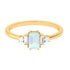 Octagon Cut Ethiopian Opal Solitaire Ring with Diamond Ethiopian Opal - ( AAA ) - Quality - Rosec Jewels