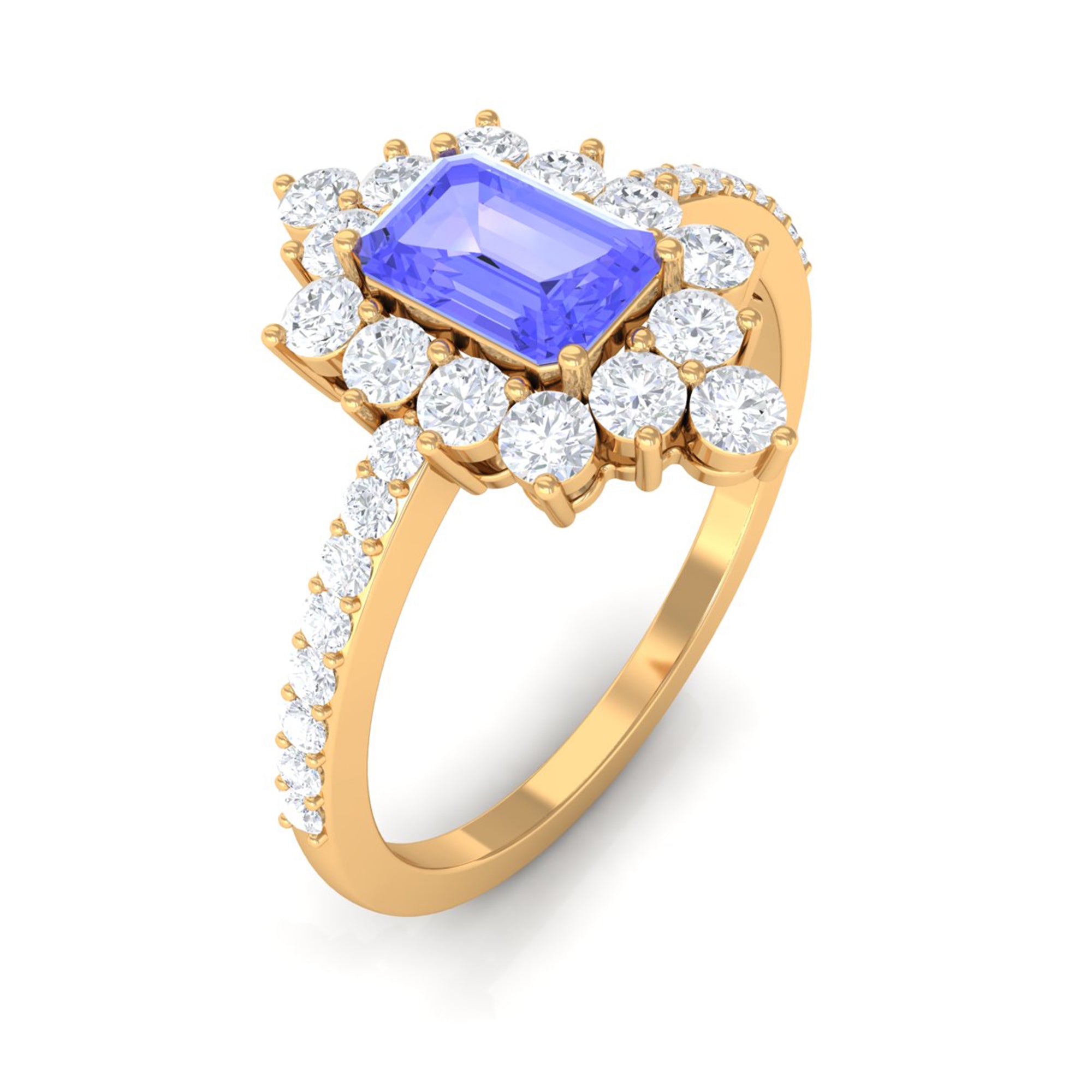 1.75 CT Tanzanite and Diamond Vintage Inspired Halo Ring Tanzanite - ( AAA ) - Quality - Rosec Jewels