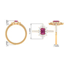 1.75 CT Vintage Inspired Pink Tourmaline Ring with Diamond Halo Pink Tourmaline - ( AAA ) - Quality - Rosec Jewels