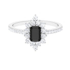 Vintage Inspired Black Spinel and Diamond Ring Black Spinel - ( AAA ) - Quality - Rosec Jewels