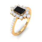 Vintage Inspired Black Spinel and Diamond Ring Black Spinel - ( AAA ) - Quality - Rosec Jewels