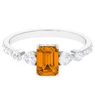 1.75 CT Classic Citrine Solitaire Ring with Moissanite Stones Citrine - ( AAA ) - Quality - Rosec Jewels