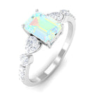 Natural Ethiopian Opal Solitaire Ring with Moissanite Stones Ethiopian Opal - ( AAA ) - Quality - Rosec Jewels