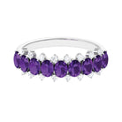 1.50 Ct Amethyst Oval Half Eternity Band with Diamond Amethyst - ( AAA ) - Quality - Rosec Jewels