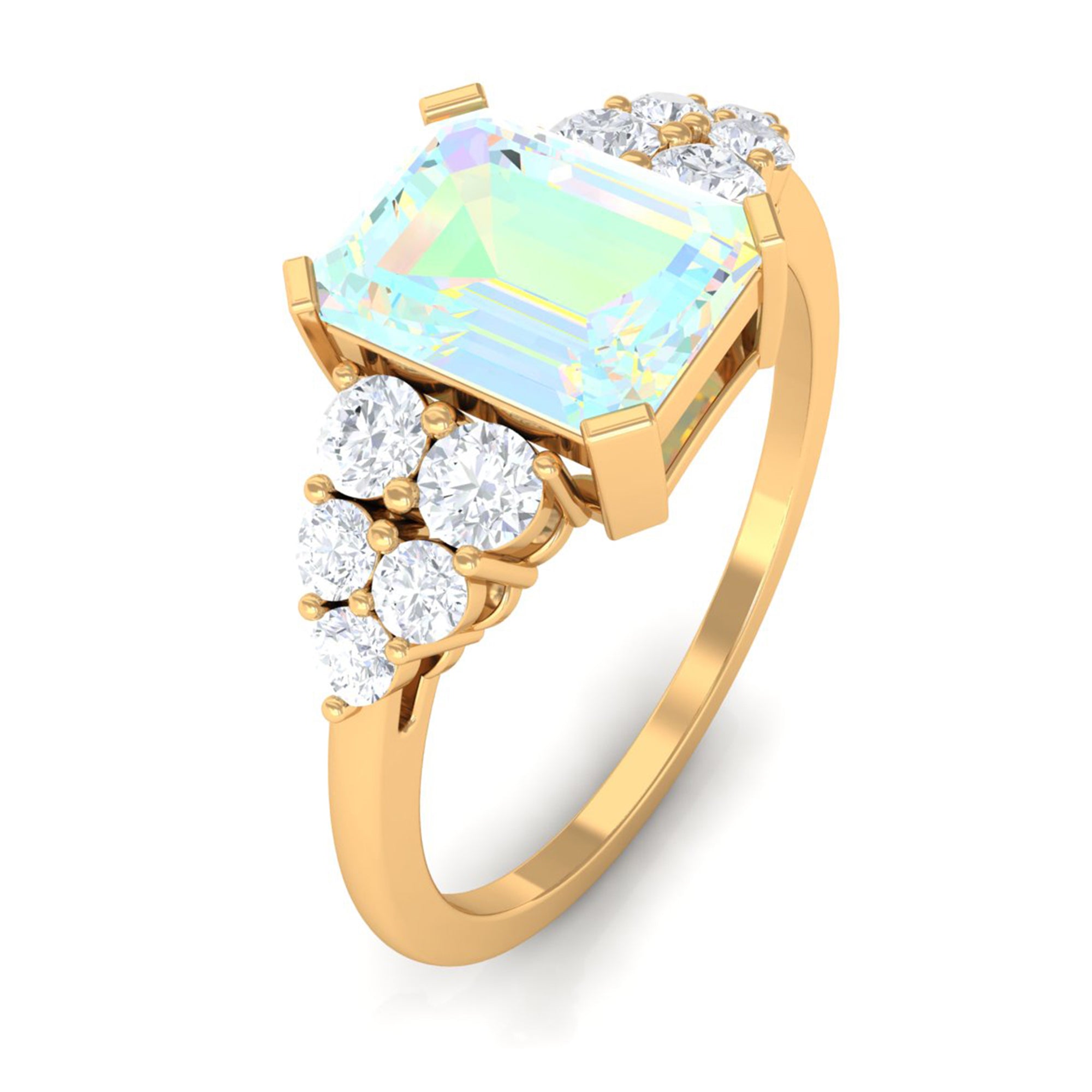 Ethiopian Opal and Diamond Designer Engagement Ring Ethiopian Opal - ( AAA ) - Quality - Rosec Jewels