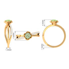 Green Sapphire and Diamond Flower Promise Ring Green Sapphire - ( AAA ) - Quality - Rosec Jewels