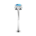 Swiss Blue Topaz Solitaire Flower Ring with Diamond Swiss Blue Topaz - ( AAA ) - Quality - Rosec Jewels