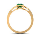 1.25 CT Pear Lab Created Emerald Solitaire Bypass Ring with Diamond Lab Created Emerald - ( AAAA ) - Quality - Rosec Jewels