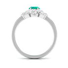 Oval Shape Emerald Flower Engagement Ring with Diamond Halo Emerald - ( AAA ) - Quality - Rosec Jewels