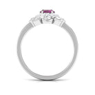 Oval Shape Rhodolite Flower Engagement Ring with Diamond Halo Rhodolite - ( AAA ) - Quality - Rosec Jewels