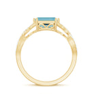 Emerald Cut Swiss Blue Topaz East-West Crossover Ring with Diamond Swiss Blue Topaz - ( AAA ) - Quality - Rosec Jewels