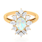 2.50 CT Oval Ethiopian Opal Cocktail Engagement Ring with Moissanite Ethiopian Opal - ( AAA ) - Quality - Rosec Jewels