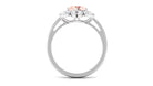 Round Morganite Flower Engagement Ring with Diamond Morganite - ( AAA ) - Quality - Rosec Jewels