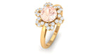 Round Morganite Flower Engagement Ring with Diamond Morganite - ( AAA ) - Quality - Rosec Jewels