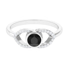 3/4 Ct Black Onyx and Diamond Split Shank Engagement Ring Black Onyx - ( AAA ) - Quality - Rosec Jewels