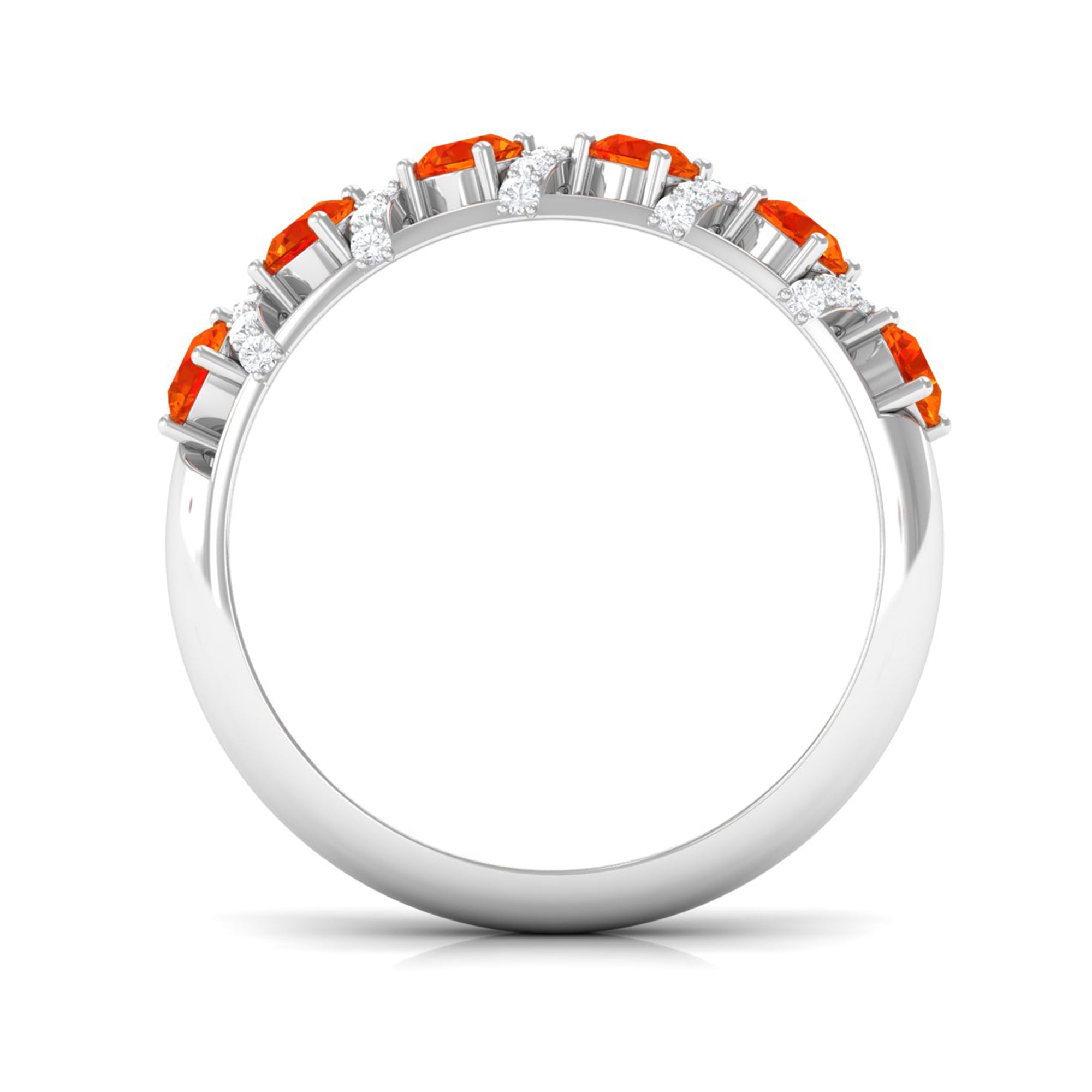 1 CT Orange Sapphire Designer Anniversary Band with Diamond Orange Sapphire - ( AAA ) - Quality - Rosec Jewels