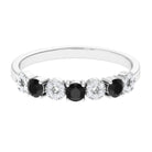 Black and White Diamond Semi Eternity Ring Black Diamond - ( AAA ) - Quality - Rosec Jewels