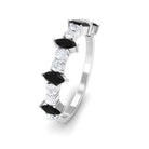 Real Black Onyx Half Eternity Ring with Diamond Black Onyx - ( AAA ) - Quality - Rosec Jewels