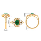 Oval Created Emerald Statement Engagement Ring with Moissanite Halo Lab Created Emerald - ( AAAA ) - Quality - Rosec Jewels