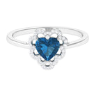 1.25 CT Heart London Blue Topaz Designer Engagement Ring with Diamond London Blue Topaz - ( AAA ) - Quality - Rosec Jewels