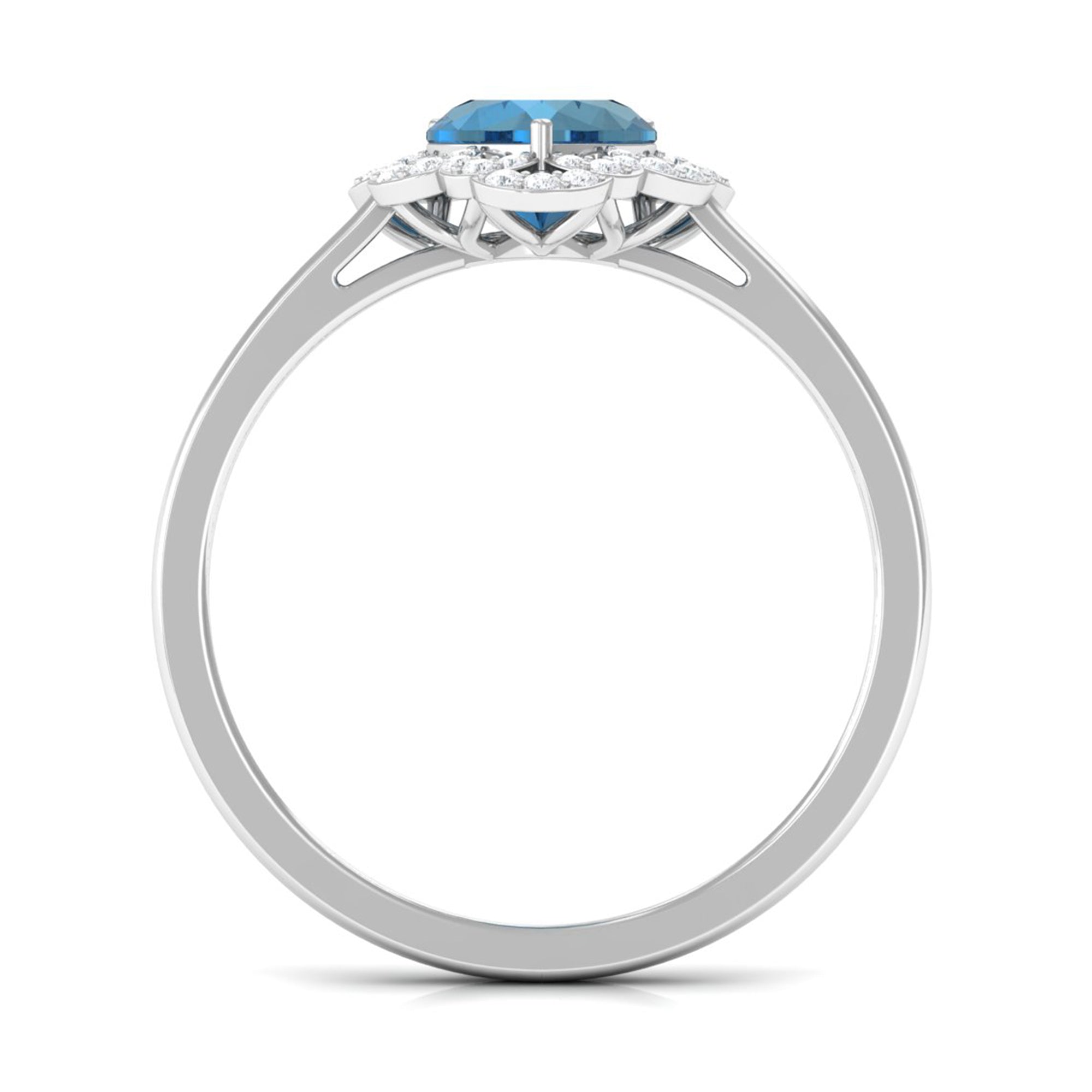 1.25 CT Heart London Blue Topaz Designer Engagement Ring with Diamond London Blue Topaz - ( AAA ) - Quality - Rosec Jewels