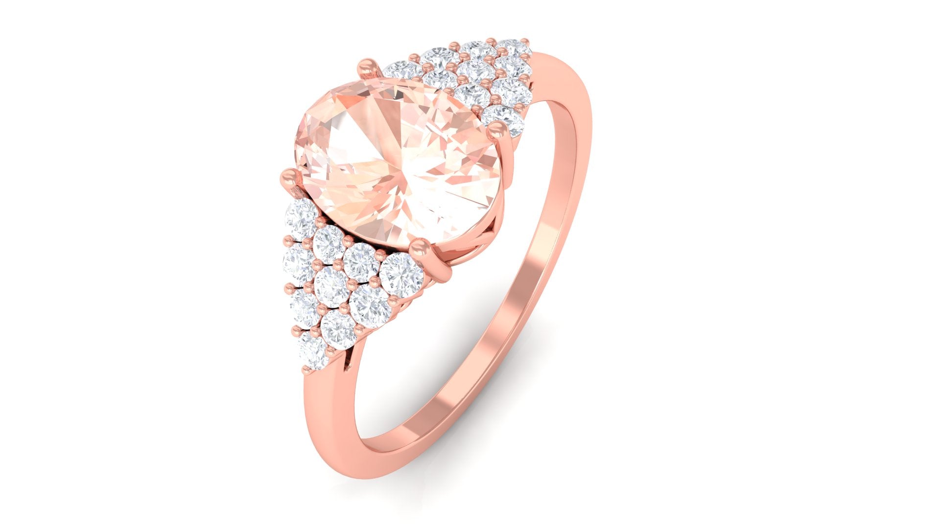 1.50 Ct Solitaire Morganite Oval Engagement Ring with Diamond Morganite - ( AAA ) - Quality - Rosec Jewels