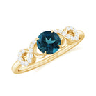 3/4 CT Round London Blue Topaz Infinity Engagement Ring with Diamond London Blue Topaz - ( AAA ) - Quality - Rosec Jewels