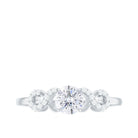 Round Moissanite Criss Cross Promise Ring Moissanite - ( D-VS1 ) - Color and Clarity - Rosec Jewels