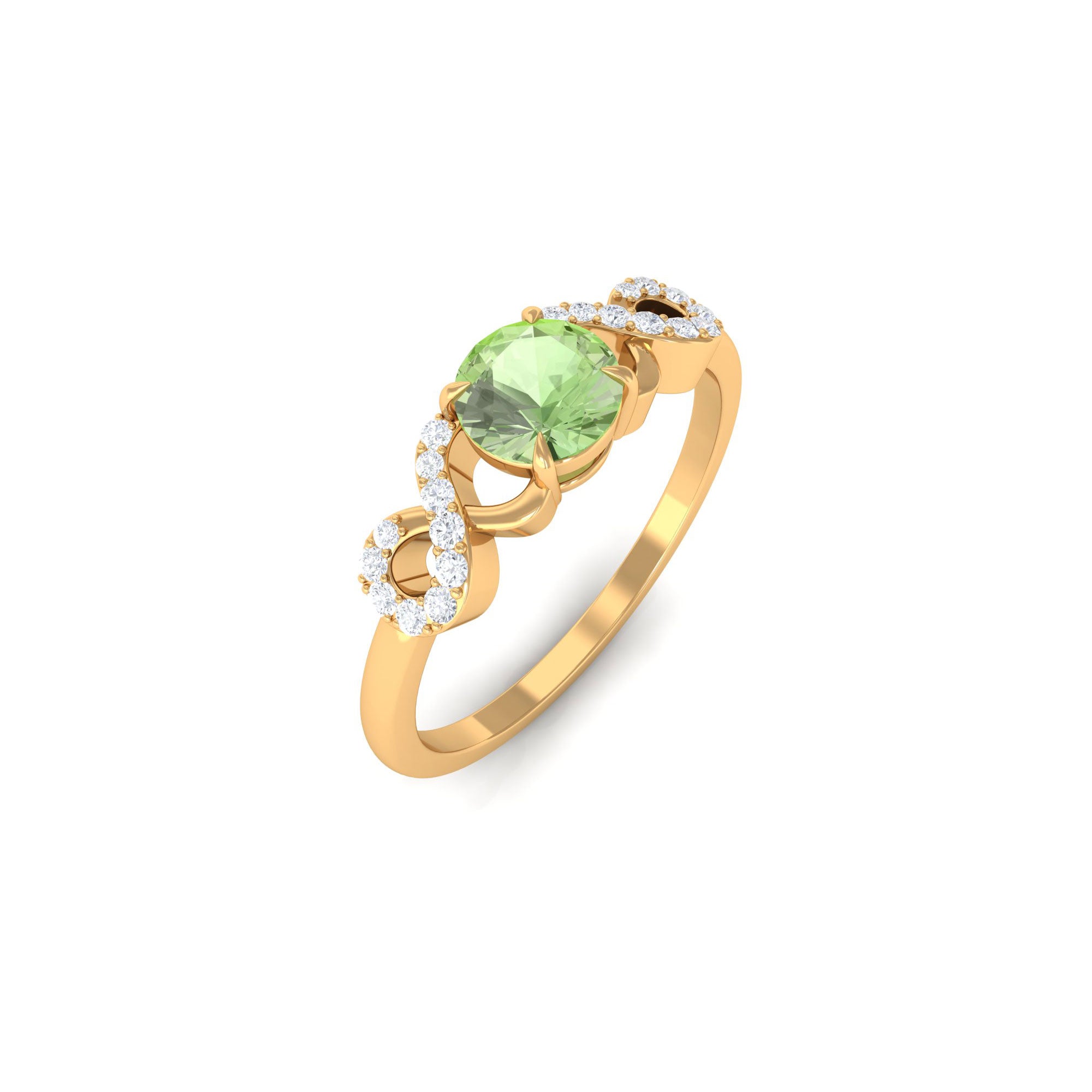 Real Green Sapphire and Diamond Criss Cross Promise Ring Green Sapphire - ( AAA ) - Quality - Rosec Jewels