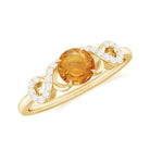 Round Shape Orange Sapphire Infinity Ring with Diamond Orange Sapphire - ( AAA ) - Quality - Rosec Jewels