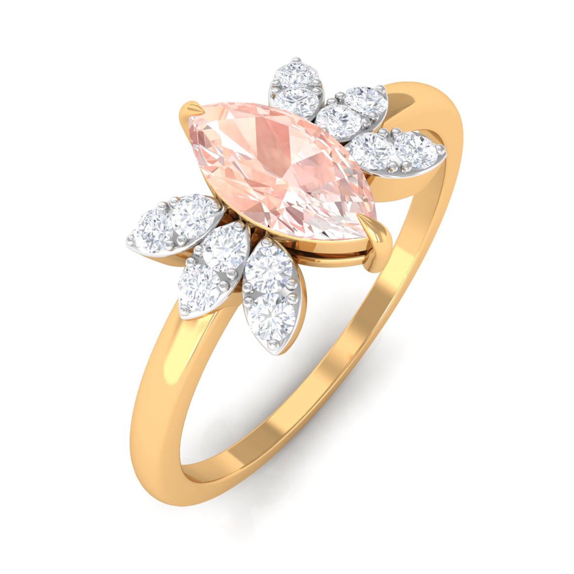 1 Ct Marquise Morganite and Diamond Engagement Ring Morganite - ( AAA ) - Quality - Rosec Jewels