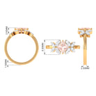 1.25 CT Princess Cut Morganite Floral Engagement Ring with Diamond Morganite - ( AAA ) - Quality - Rosec Jewels