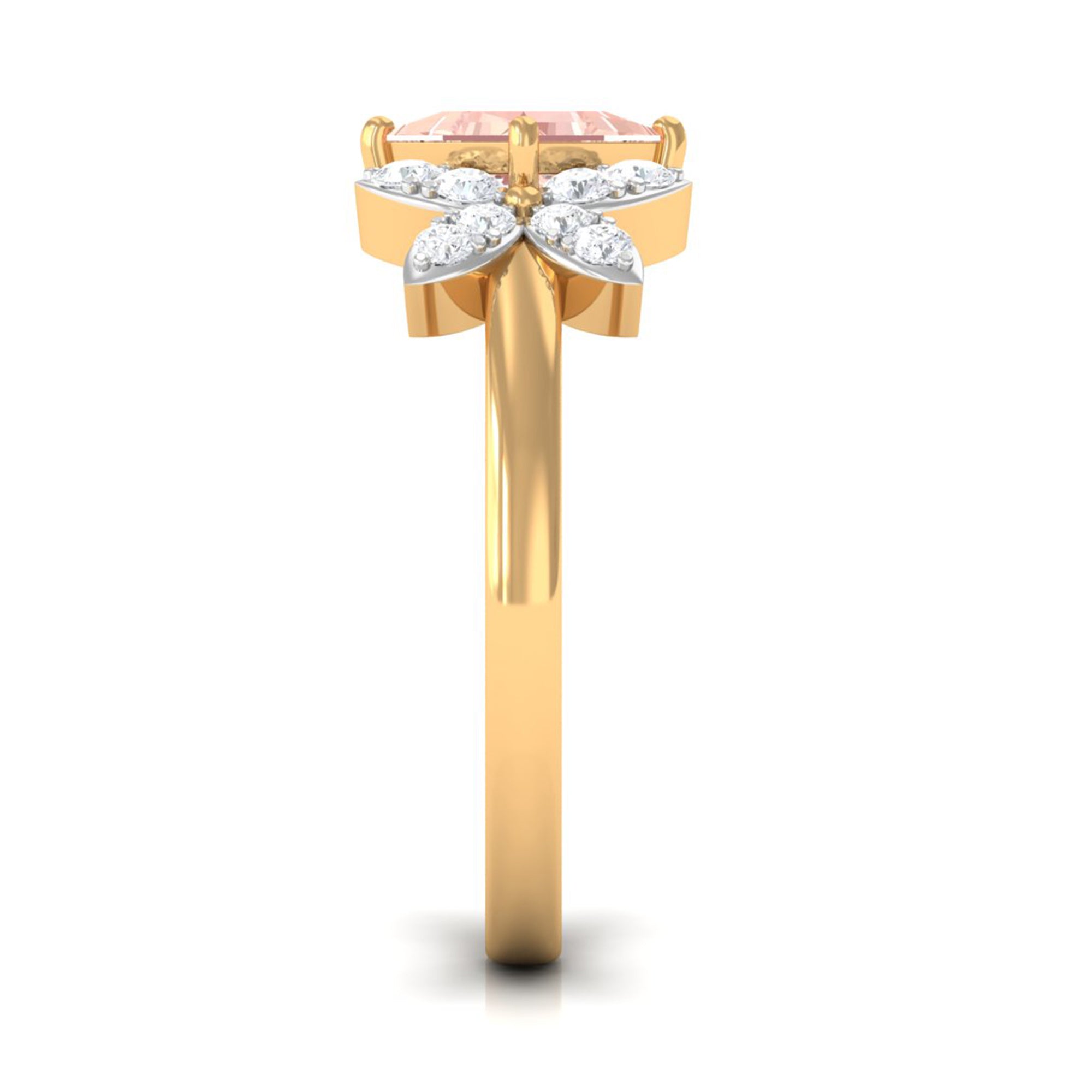 1.25 CT Princess Cut Morganite Floral Engagement Ring with Diamond Morganite - ( AAA ) - Quality - Rosec Jewels