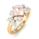 1.25 CT Princess Cut Morganite Floral Engagement Ring with Diamond Morganite - ( AAA ) - Quality - Rosec Jewels