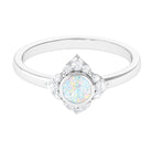 Bezel Set Ethiopian Opal Flower Engagement Ring with Diamond Ethiopian Opal - ( AAA ) - Quality - Rosec Jewels