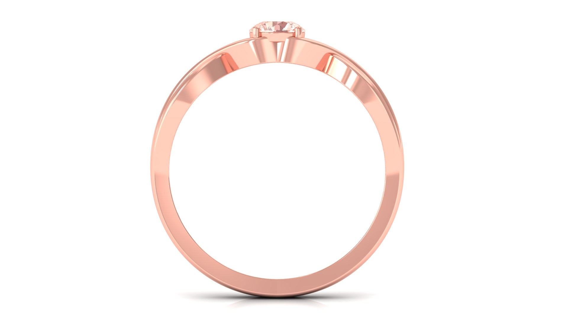 Round Morganite Solitaire Promise Ring in Crossover Shank Morganite - ( AAA ) - Quality - Rosec Jewels