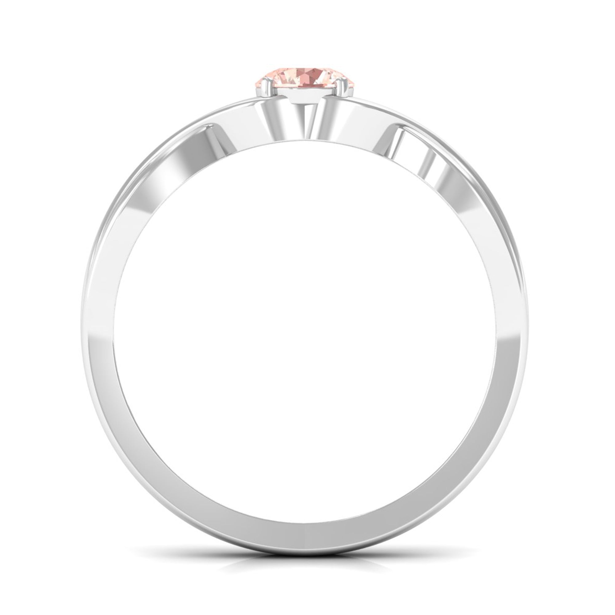 Round Morganite Solitaire Promise Ring in Crossover Shank Morganite - ( AAA ) - Quality - Rosec Jewels