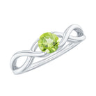 0.25 CT Round Cut Peridot Gold Crossover Solitaire Ring Peridot - ( AAA ) - Quality - Rosec Jewels